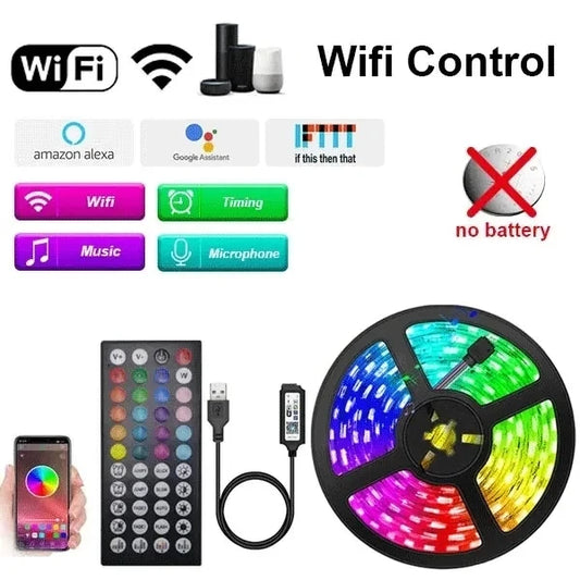 RGB LED Strip Lights – WiFi App + 44-Key Remote Included